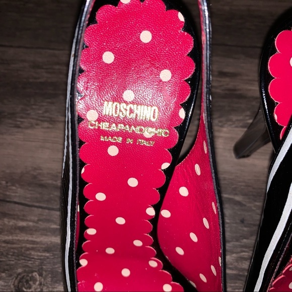 Moschino Slingback Peep toe Platform Heels In Black Size 8 - Picture 5 of 12